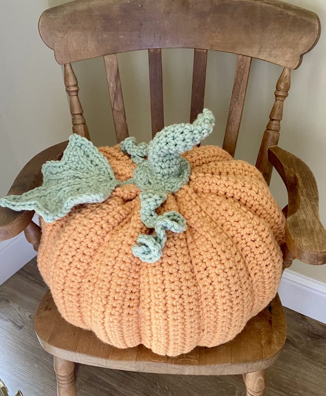 Finished crochet Thanksgiving pumpkin