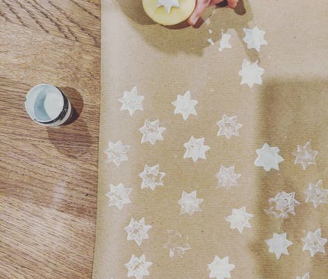 Wrapping paper potato stamps