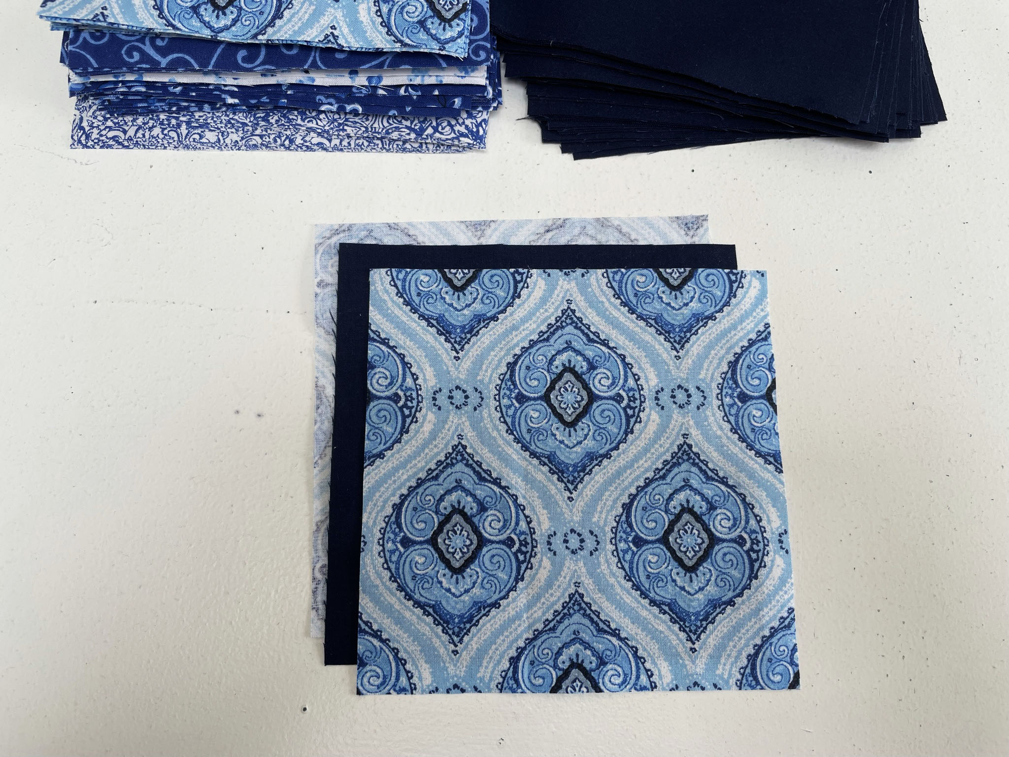 step Assemble your fabric sandwiches