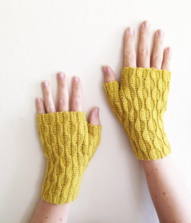 crochet autumn glove mittens