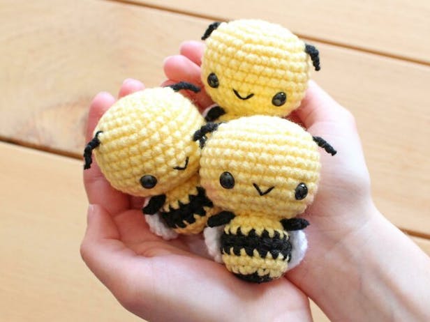 Tiny amigurumi bees