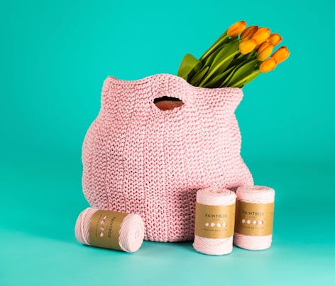 Benita Nesting Basket with pink recycled yarn
