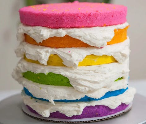 Rainbow layer birthday cake